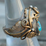 Vintage Sterling an Copper Turquoise Claw Ring 7.75