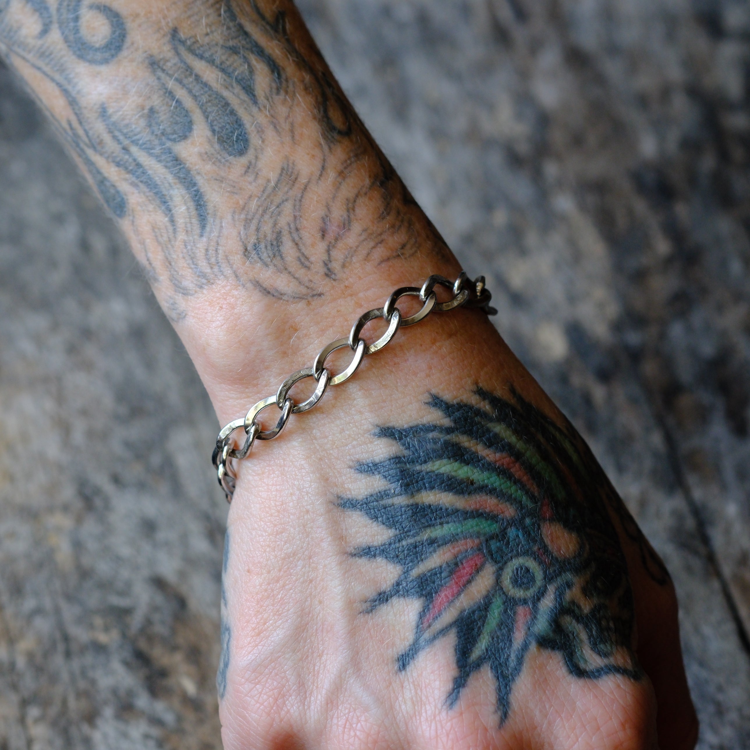 Vintage Sterling Silver Curb Chain Bracelet