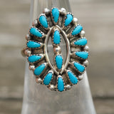 Vintage Sterling Turquoise Cluster Ring 5.75