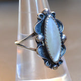 Vintage Sterling Mother Of Pearl Ring 7.75