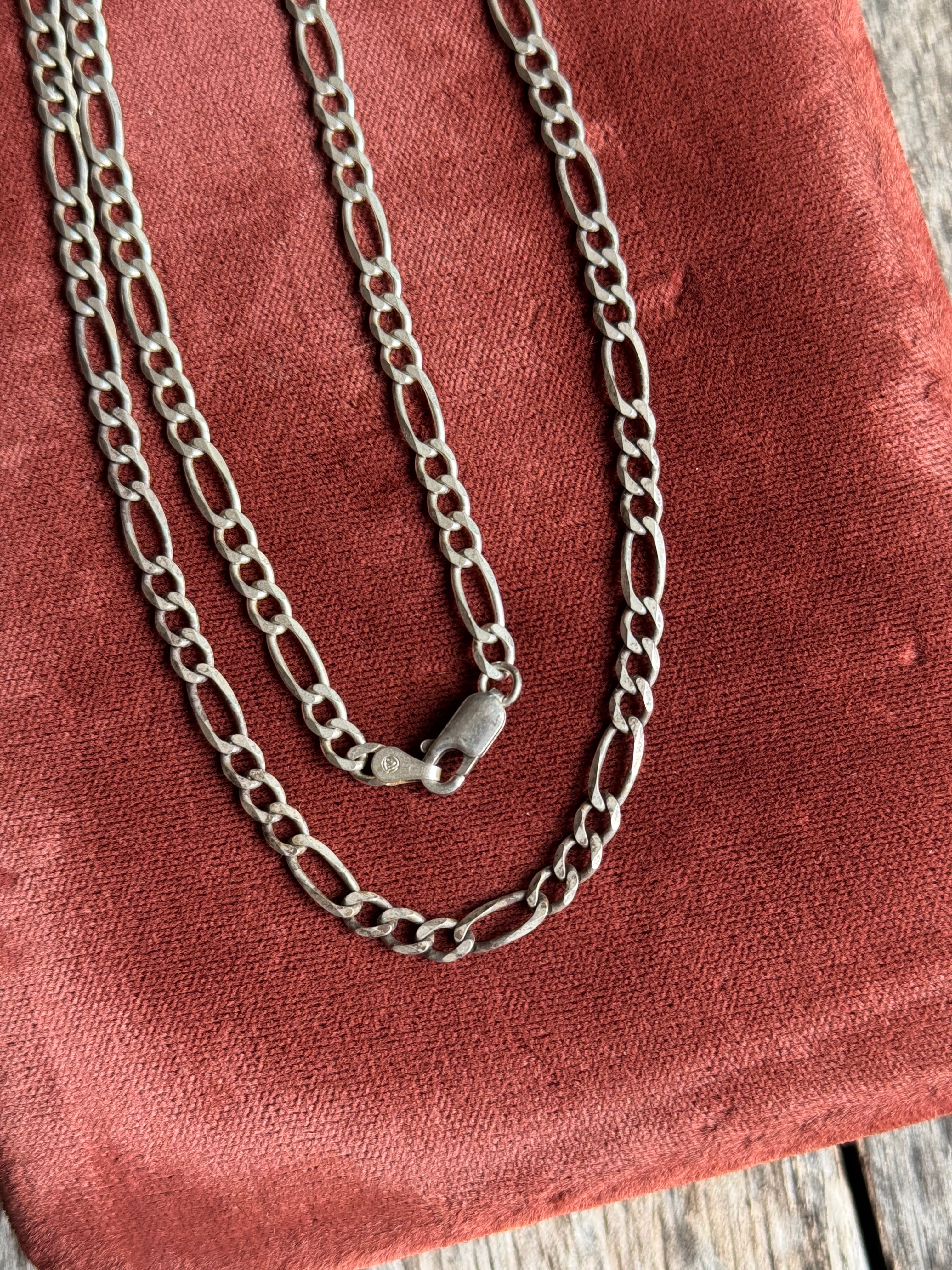 Vintage Sterling Silver 20” Figaro Chain