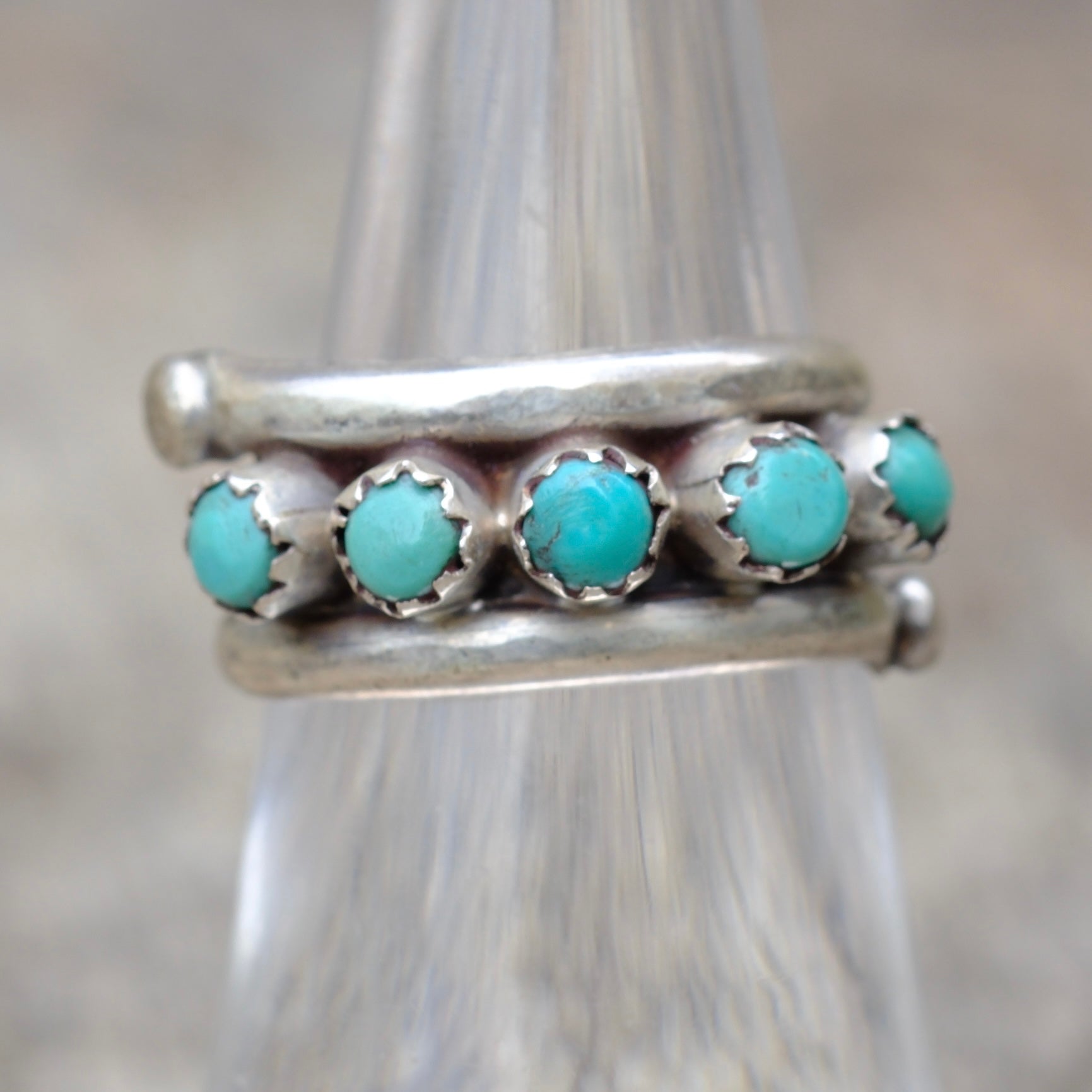 Vintage Sterling Snake Eye Turquoise Band 6.25
