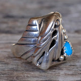 Vintage Sterling Turquoise Eagle Ring 8.5
