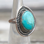 Vintage Sterling Turquoise Roper Ring 4