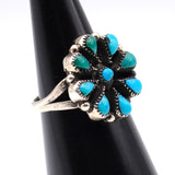 Vintage Sterling Turquoise Cluster Ring 3
