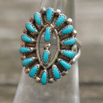Vintage Sterling Turquoise Cluster Ring 6