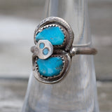 Vintage Sterling Effie Turquoise Snake Ring 6.5