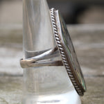 Vintage Sterling Abalone Sweet Leaf Ring 9