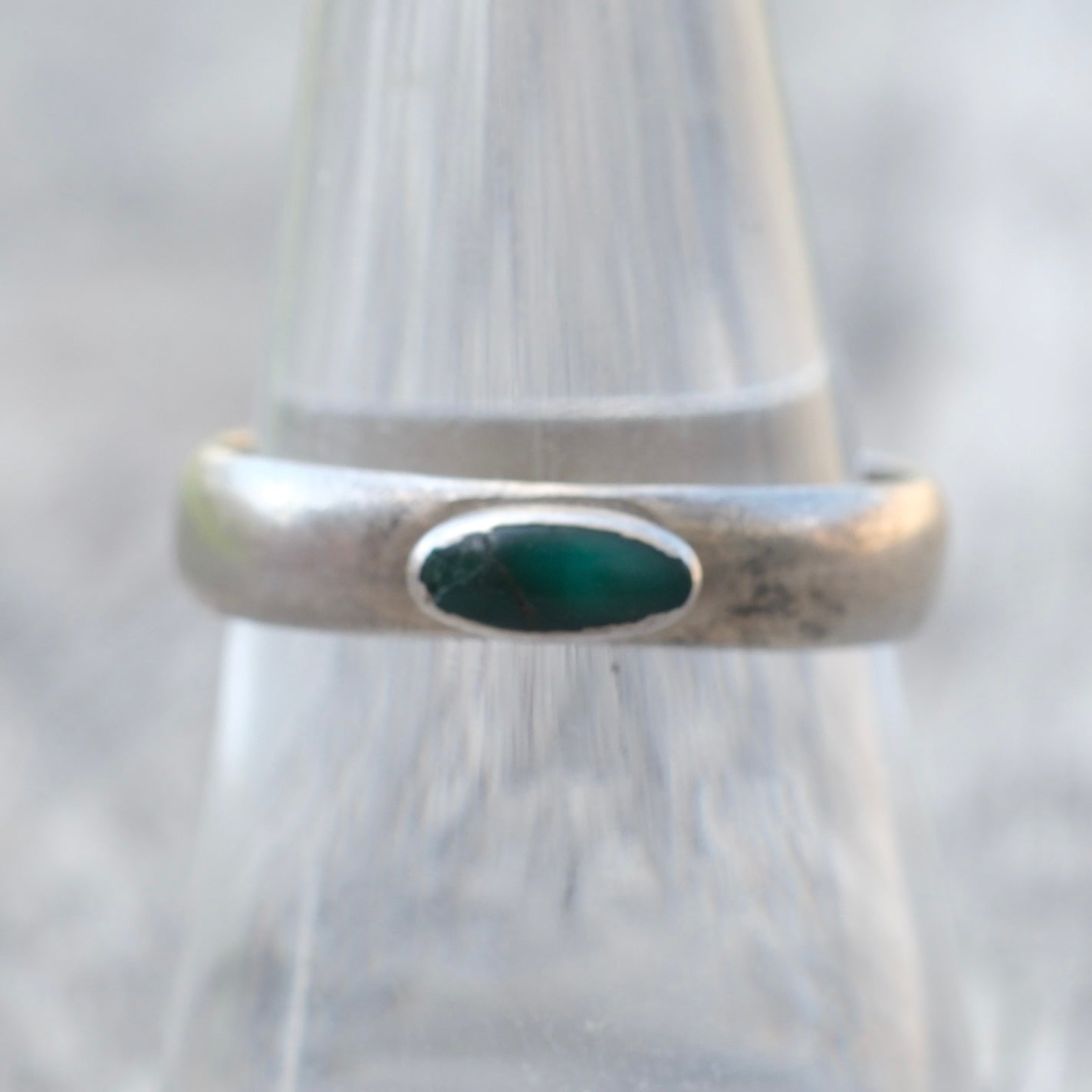 Vintage Sterling Turquoise Band Ring 8.25