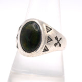 Vintage Sterling Blue Abalone Crossed Arrows Stamped Ring 9.75