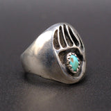 Vintage Sterling Turquoise Bear Paw Ring 5.75