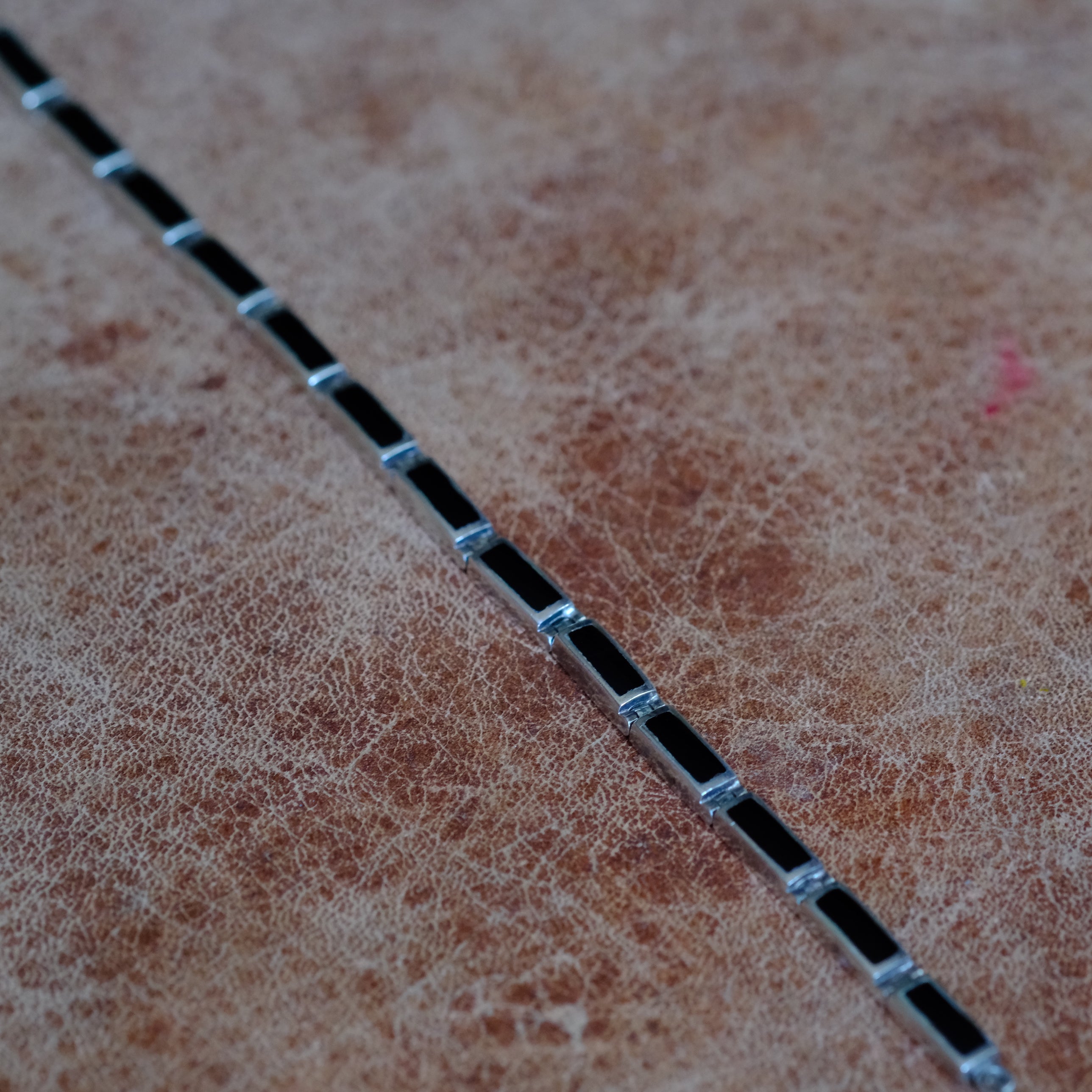 Vintage Sterling Onyx Link Bracelet