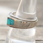 Vintage Sterling Turquoise Inlay Band 9.5