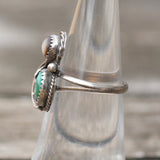 Vintage Sterling Turquoise and MOP Feather Ring 5.25