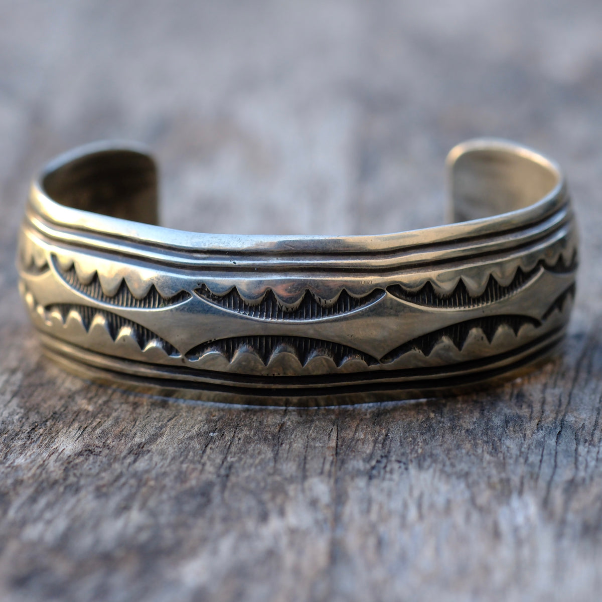 Vintage Sterling Stamped Cuff Bracelet
