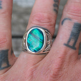 1980's Vintage Sterling Abalone Thunderbird Ring