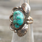 Vintage Sterling Turquoise Feather Ring 4.25