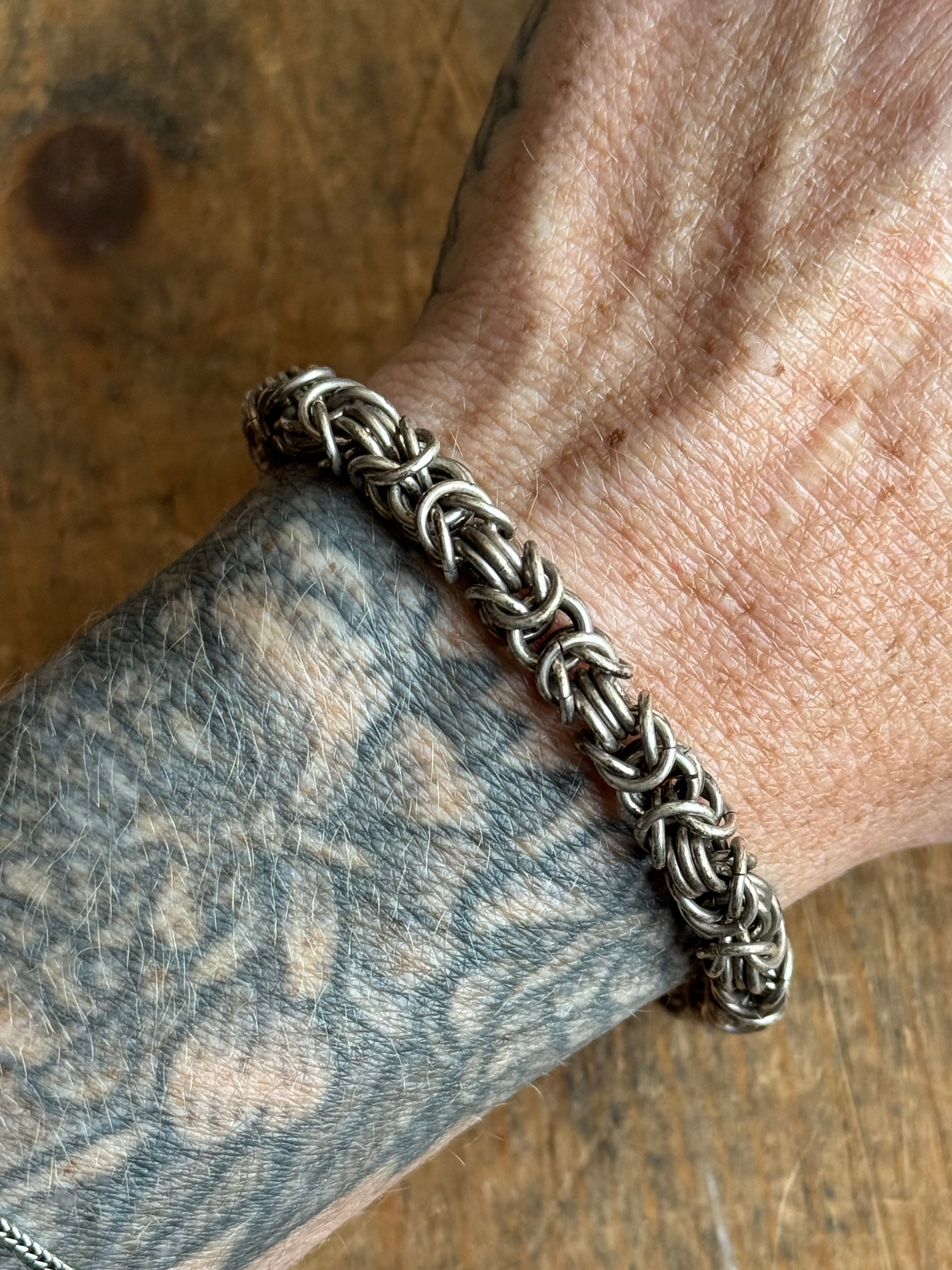 Vintage Sterling Silver 7.5” Byzantine Chain Bracelet