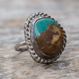 Vintage Sterling Turquoise Roper Ring 4