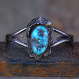 Vintage Sterling Turquoise Feather Cuff