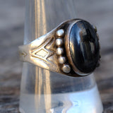 Vintage Sterling Hematite Stamped Cigar Band Ring 10