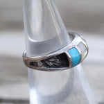 Vintage Sterling Turquoise and Mother Of Pearl Band 6.5