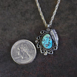 Vintage Sterling Turquoise Feather Necklace