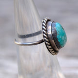 Vintage Sterling Turquoise Roper Ring 4