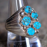 Vintage Sterling 5-Stone Turquoise Cluster Ring 10.5