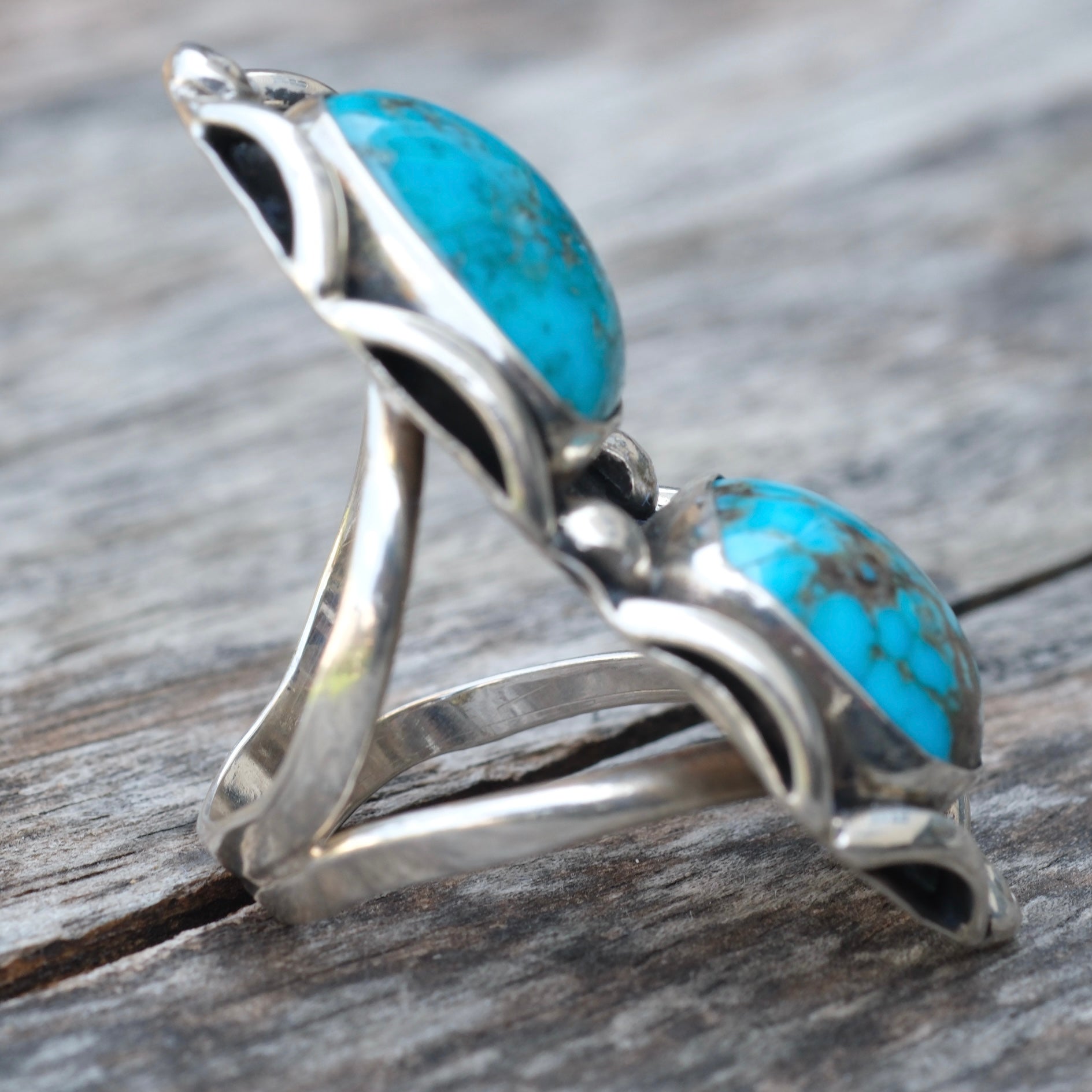 MASSIVE 2-Stone Turquoise Ring 13