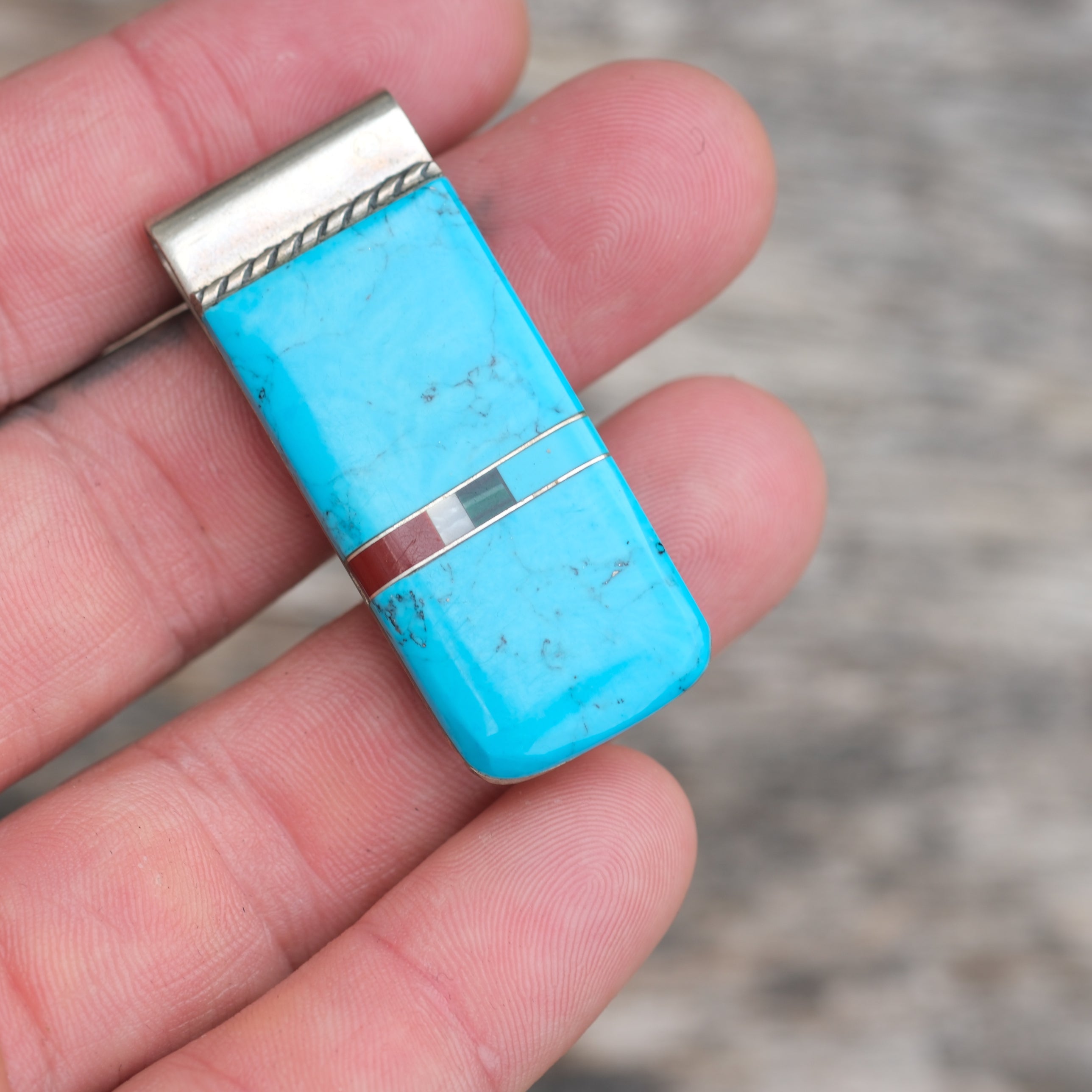 Vintage Turquoise Inlay Money Clip