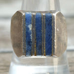 Vintage Sterling Sodalite Inlay Striper Ring 10.5