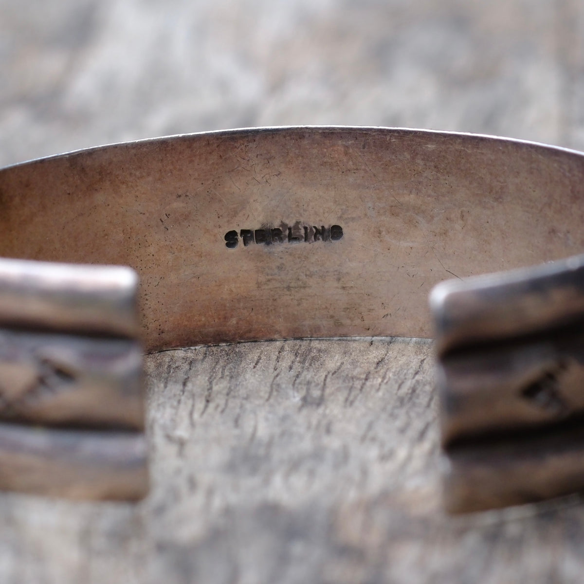 Vintage Sterling Silver Stamped Cuff Bracelet