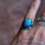 Vintage Sterling Turquoise Roper Ring 4