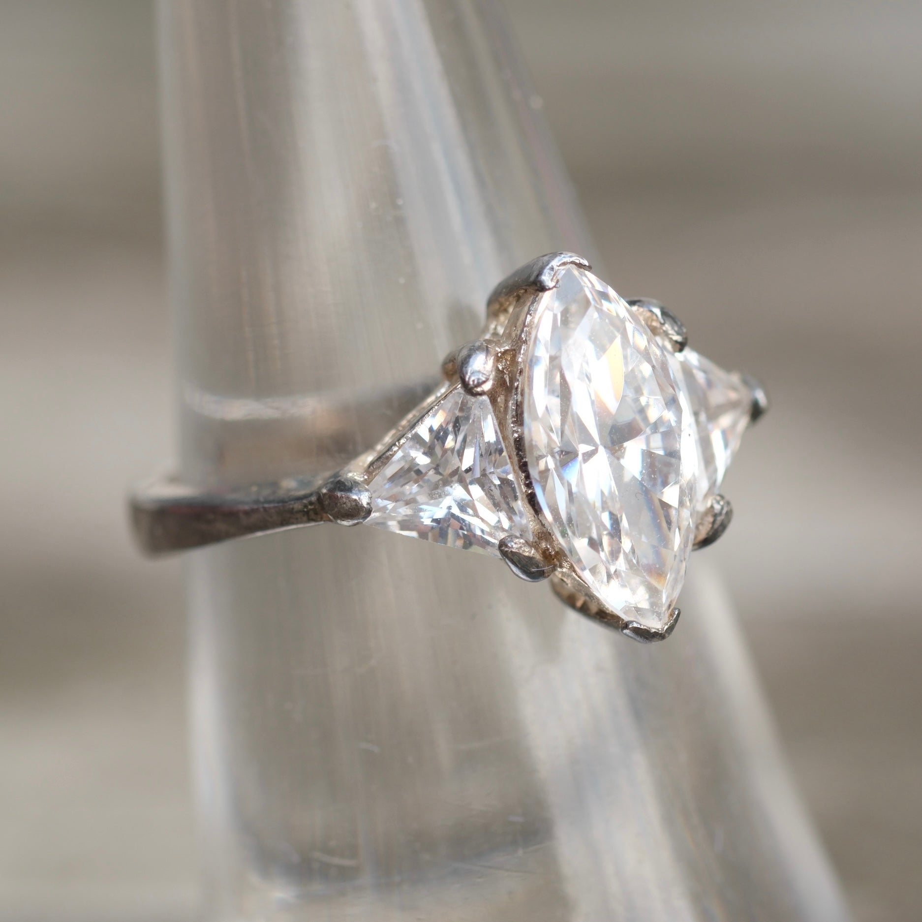 Vintage Sterling CZ Cocktail Ring 6