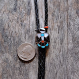 Vintage Sterling Multi Stone Inlay Thunderbird Bolo Tie