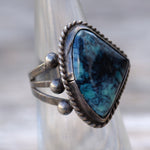 Vintage Sterling Turquoise Roper Ring 4.25