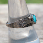 Vintage Sterling Turquoise Feather Band 8.75