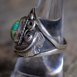Vintage Sterling Turquoise Feather Ring 8.5