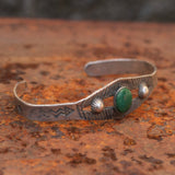 Vintage Sterling Turquoise Stamped Cuff Bracelet