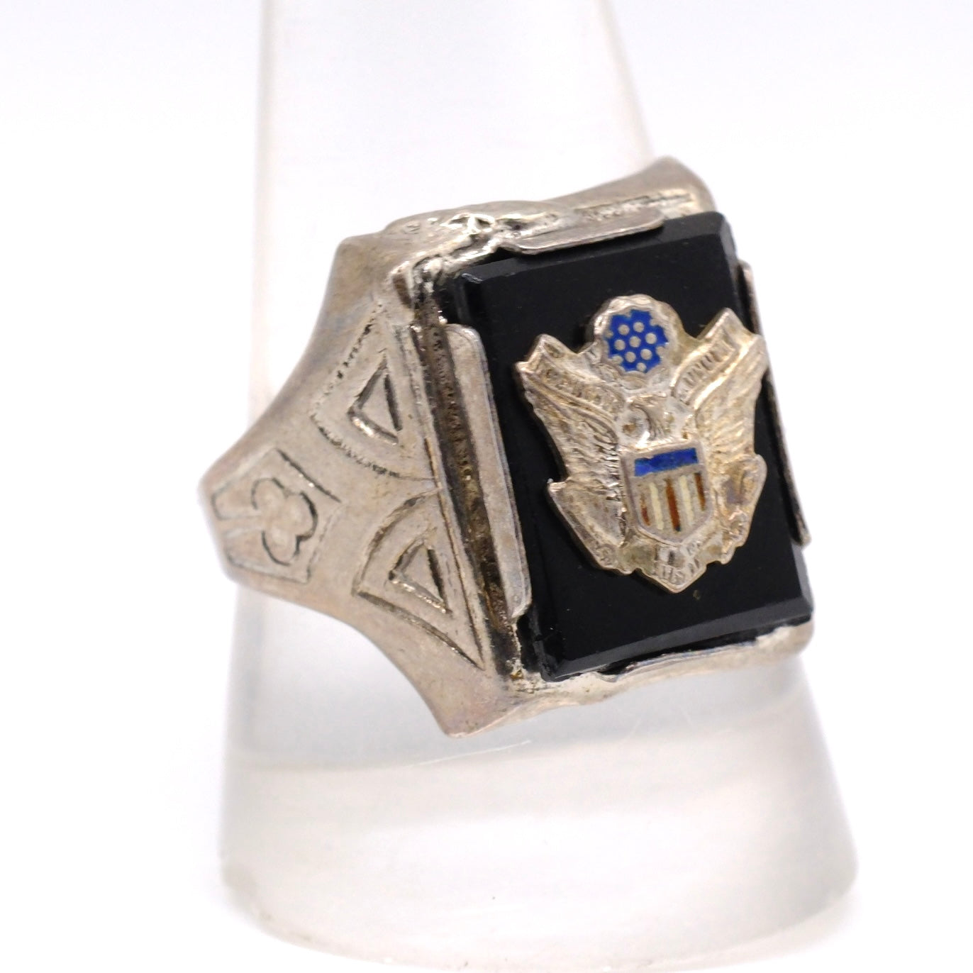 Vintage Sterling Military Signet Ring 11