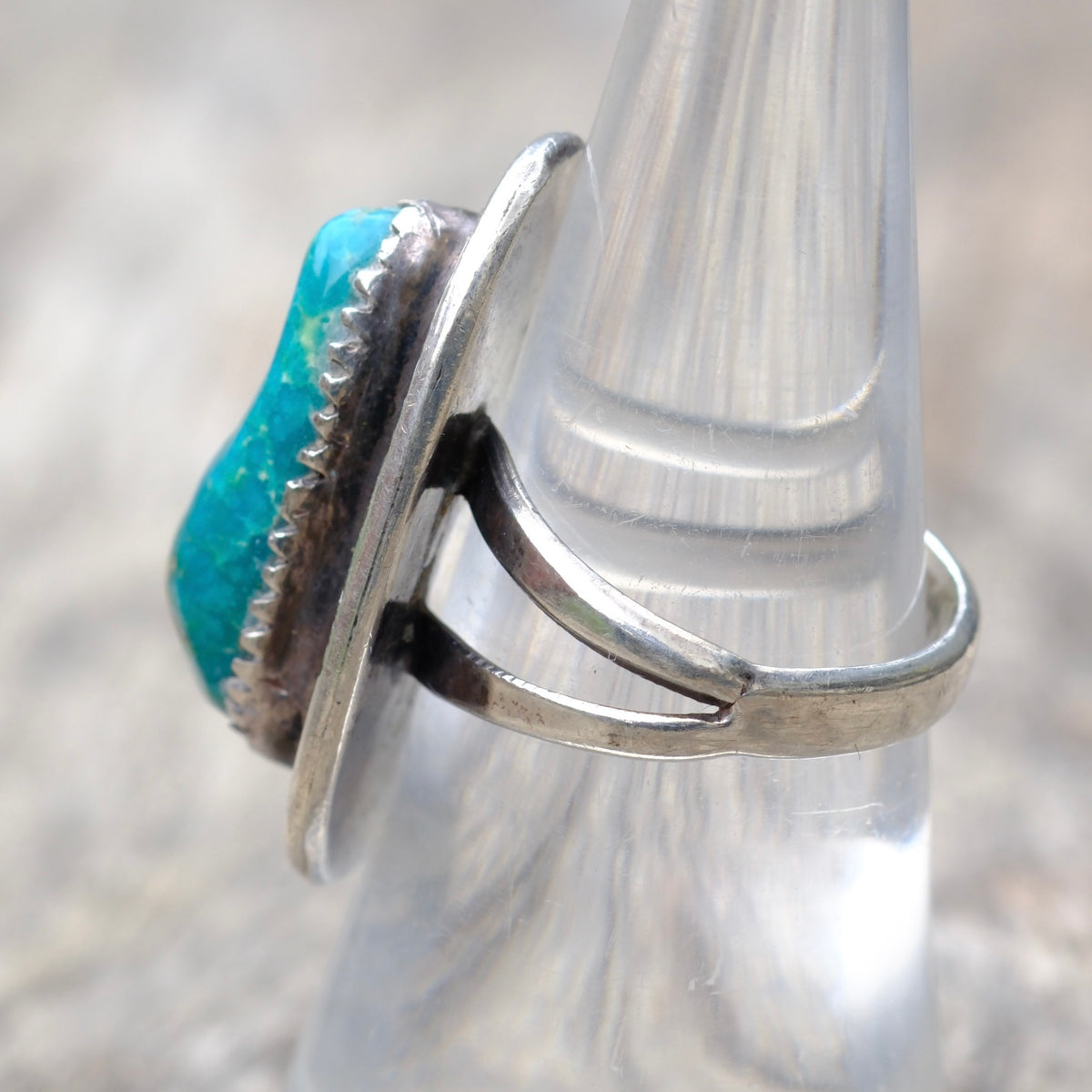 Vintage Sterling Turquoise Roper Ring 6.5