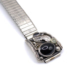 Vintage Sterling Onyx Feather Watch Band