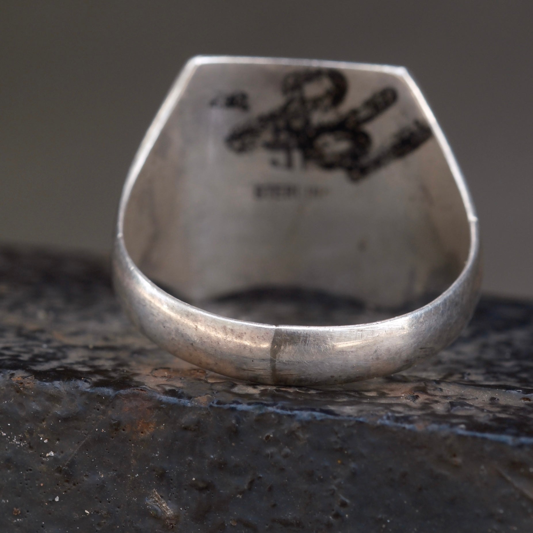 Vintage Sterling Mulstione Inlay Panel Ring 12.25
