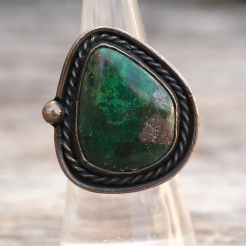Vintage Sterling Turquoise Roper Ring 6.5