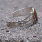 Vintage Sterling Agate Stamped Cuff