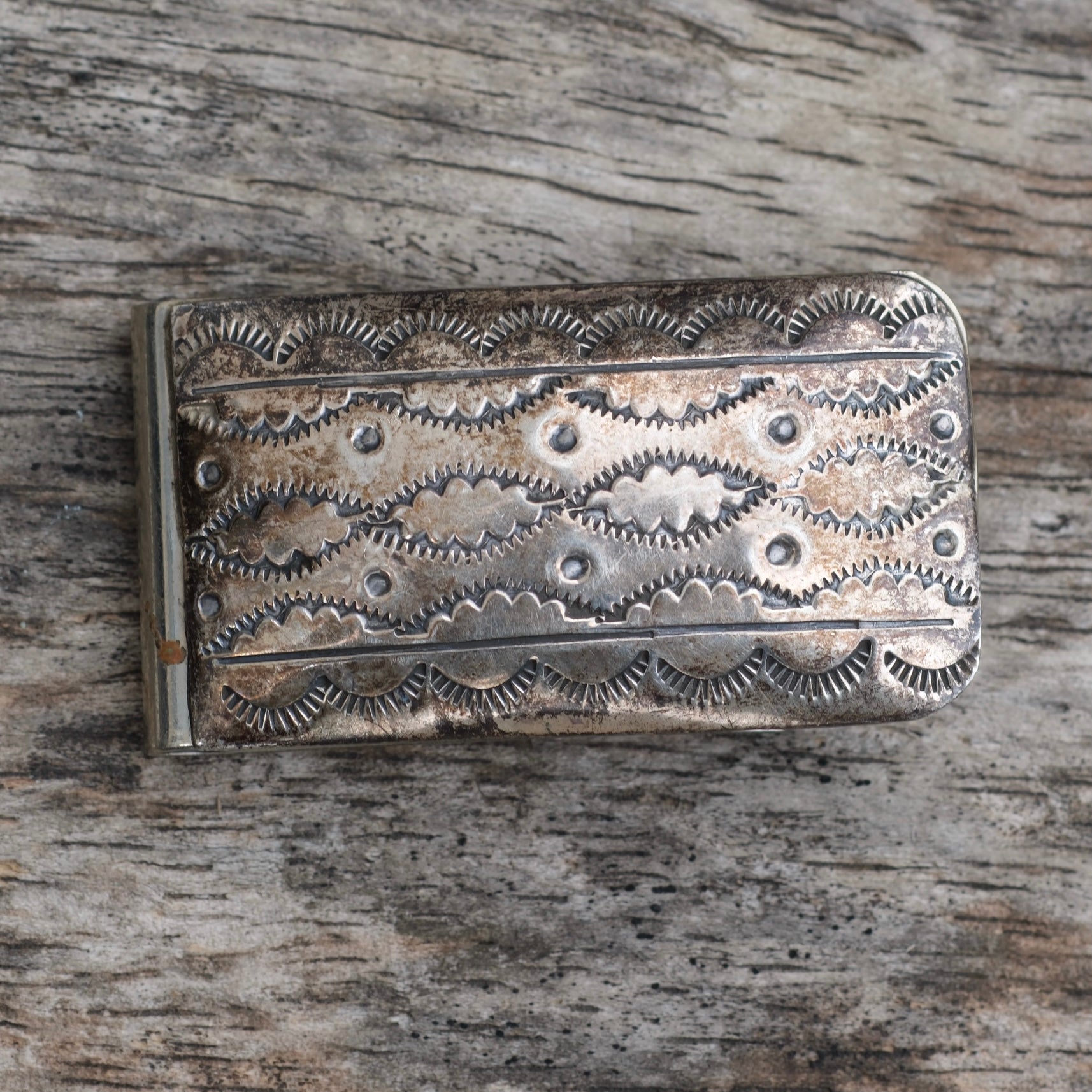 Vintage Sterling Overlay Stamped Moneyclip Signed