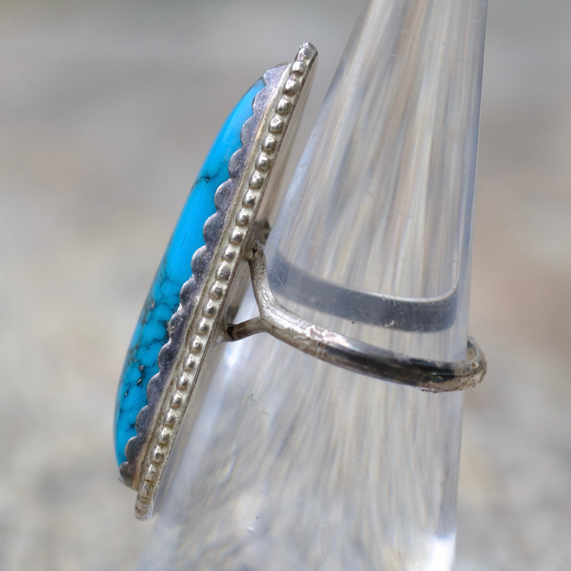 Vintage Sterling Faux Turquoise Ring 5.5