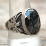 Vintage Sterling Hematite Thunderbird Ring 11.5
