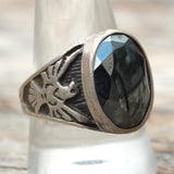 Vintage Sterling Hematite Thunderbird Ring 11.5
